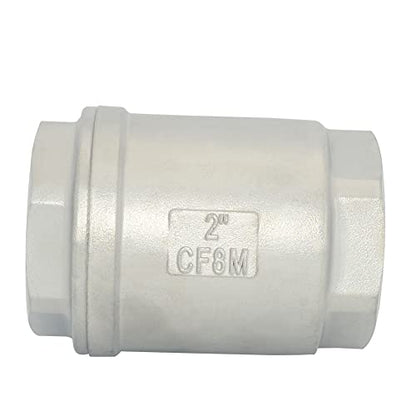 2" NPT Female WOG1000 Check Valve,Spring Loaded In-line Low Cracking Pressure,Stainless Steel SS316 CF8M