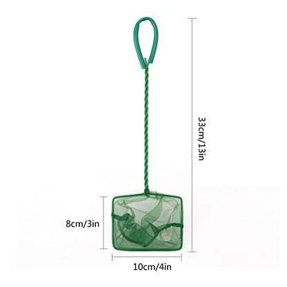 Fish Net 4" Fine Green Filter for Small Fish Tanks Catch Net with Comfortable