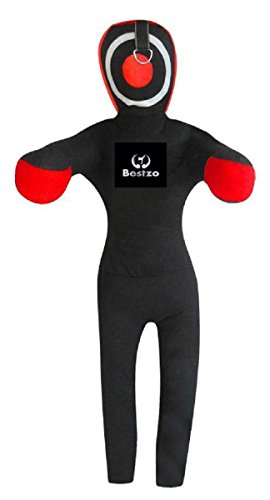 Bestzo MMA Jiu Jitsu Judo Punching Bag Grappling Dummy Black Standing Position -Unfilled - color: Synthetic Leather Black, size: 48 inches (4 ft)