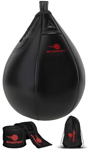 Speed Bag for Boxing - Durable PU Leather Punching Bag for Adults - Anti-Leak Boxing Bags Home Gym Training Equipment, Portable Heavy Bags - Large Reflex Ball, Indoor & Outdoor