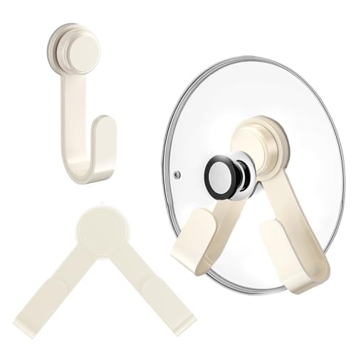 MFMYEE Rotating Pot Lid Rack with Suction Cup, Adjustable Wall-Mounted Pot Lid, Punch-Free Cutting Board Rack for Home Kitchen, Multifunctional Hooks for Cutting Board (White) - color: White