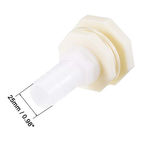 uxcell Bulkhead Fitting Adapter 25mm Barbed x G1 Female ABS White for Aquariums, Water Tanks, Tubs, Pools 4Pcs - size: G1