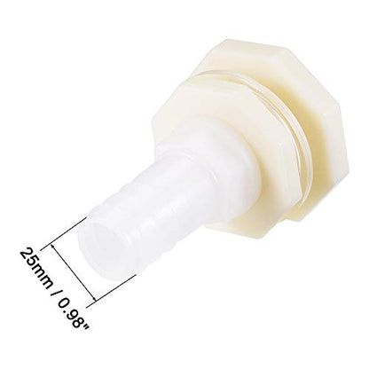 uxcell Bulkhead Fitting Adapter 25mm Barbed x G1 Female ABS White for Aquariums, Water Tanks, Tubs, Pools 4Pcs - size: G1