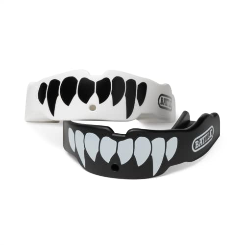 Battle Fangs Football Mouthguard – Sports Mouth Guard with Removable Strap – Protector Mouthpiece Fits with or Without Braces on Teeth – Adult & Youth Mouth Guard Sizes, 2 Pack | Rivals custom-molded protection, Ever-Mold composite, Mold and remold as nee