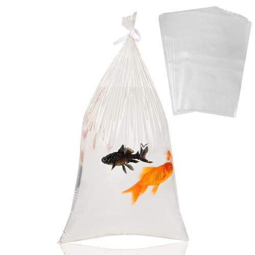50 Pcs Pet Fish Bags, Aquarium Fish Transporting Containers, Shipping Containers for Live Fishes, 3 Mil Thick (50)
