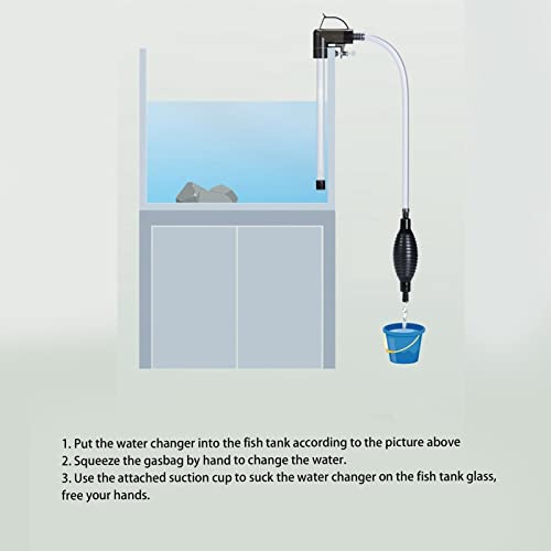 Manual Aquarium Water Changer, Fish Tank Siphon Gravel Vacuum Cleaner for Freshwater Saltwater Tanks, Gravity - Powered Water Changing and Sand Cleaning Kit with PVC Hose and