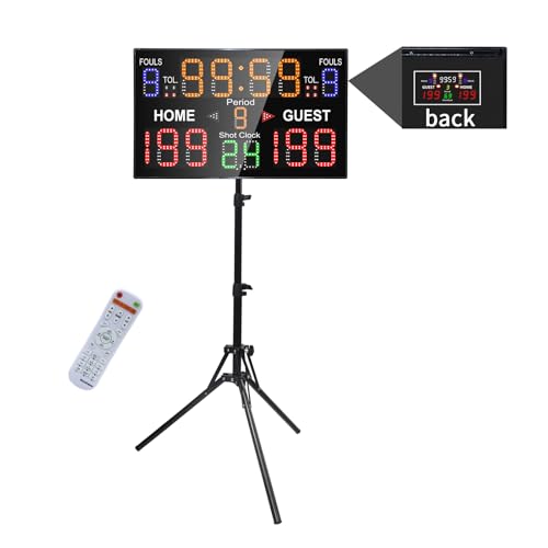 LUCKY TIME Electronic Basketball Scoreboard with 14/24 Seconds Shot Clock - style: Double Side & Tripod | Remote Control
