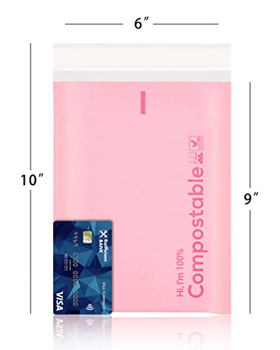 6x10 100% Biodegradable Bubble Mailers,25 Count Pink #0 Compostable Padded Packaging Wrap Envelopes Pouches Eco Friendly Self Seal Bags - color: Pink