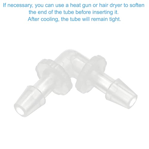 PATIKIL 3/16" Plastic Hose Barb 90 Degree Elbow, 5 Pack L-Barb Fittings 2 Way Equal Barbed Joint Connector Splicer Mender Hose Adapter Union Adapter for Aquarium Fuel Gas Liquid Air