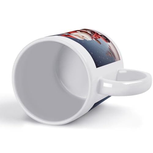 11oz White Ceramic Coffee Mug Funny Santa Claus on Scooter Tea Cup Microwave & Dishwasher Safe, Lead-Free for Home Office Daily Use & Gifting - color: santa claus on scooter