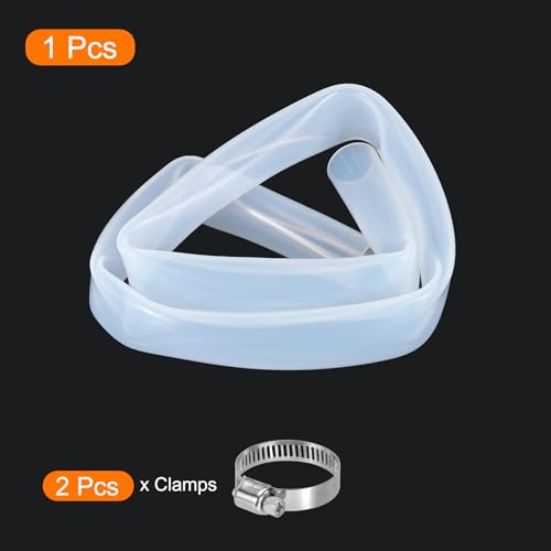 MECCANIXITY 5ft Clear Silicone Rubber Tubing 1" ID 1 1/8" OD Plastic Tube Flexible Air Hose for Brewing, Wine Making, Pump Siphon, 25mm x 29mm, with 2pcs Clamps - size: 5ft