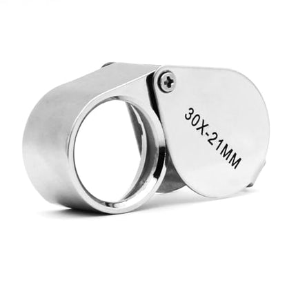 QiCheng&LYS Jeweler Pocket Loupe Magnifier, 30X Glass Lens Magnifying Glass for Jewelry, Coins, Stamps,Antiques and More (Silver)… - color: Silver