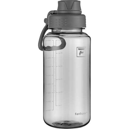Fanhaw 32 oz Clear BPA-Free Tritan Water Bottle with Fast-Flow Spout Lid, BPA-Free & Leak-Proof Wide-Mouth Reusable Bottle for Gym, School & Office, Back to School Essentials (Gray) - color: Gray, style: 1 Pack