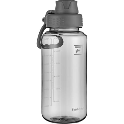Fanhaw 32 oz Clear BPA-Free Tritan Water Bottle with Fast-Flow Spout Lid, BPA-Free & Leak-Proof Wide-Mouth Reusable Bottle for Gym, School & Office, Back to School Essentials (Gray) - color: Gray, style: 1 Pack