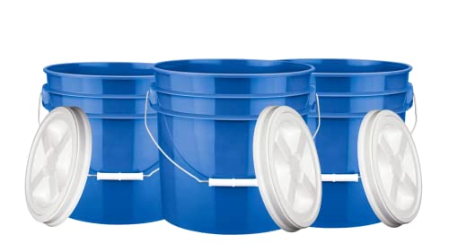 3.5 Gallon Food Grade BPA Free Made in USA containers Bucket Pail with Air-Tight screw on Lid (Pack of 3)