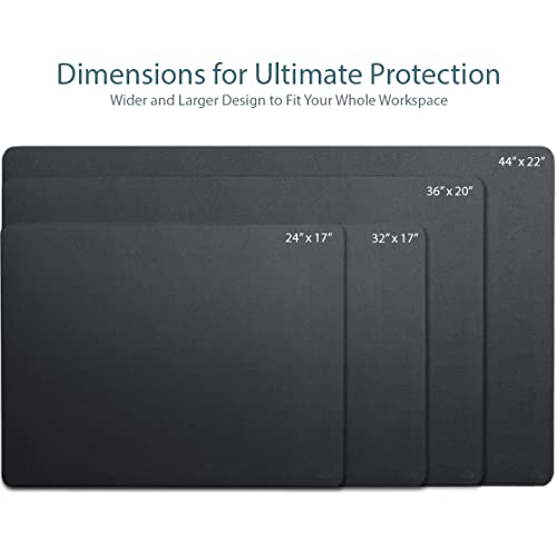 Vine Creations Leather Desk Mat 24" x 17", Desk Protector, PU Leather Desk Pad, Small Desk Pad Mat, Desk Blotter, Desk Pads on Top of Desks, Small Desk Mat for Home or Office (Black)
