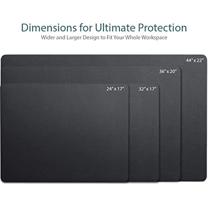 Vine Creations Leather Desk Mat 24" x 17", Desk Protector, PU Leather Desk Pad, Small Desk Pad Mat, Desk Blotter, Desk Pads on Top of Desks, Small Desk Mat for Home or Office (Black)