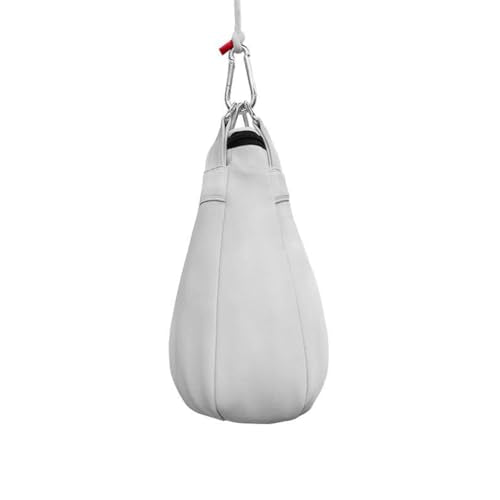 Speed Ball Punching Bag Leather, Folding Heavy Duty Boxing Punching Bag with Hanging Rope, Muay Thai Training Punch Dodge for Home Gym, Adult Boxing Training Equipment - color: White