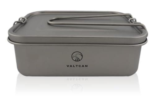 Titanium Lunch Bento Storage Box 1200ml 40 oz Grade 1 Airtight Locking Lid Leakproof Foldable Handle Reheatable on Fire Ultralight 254g Camping Office Meal Prep Food Container Dishwasher Safe
