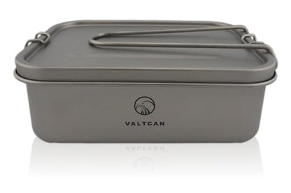 Titanium Lunch Bento Storage Box 1200ml 40 oz Grade 1 Airtight Locking Lid Leakproof Foldable Handle Reheatable on Fire Ultralight 254g Camping Office Meal Prep Food Container Dishwasher Safe