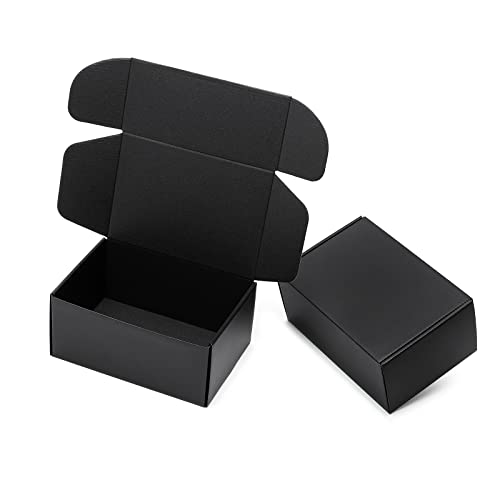 9x6x4” Black Shipping Boxes - 24 Pack Corrugated Cardboard Mailing Box Packaging for Small Business - Tab Locking Literature Mailer Flat Empty Gift Packing Supplies