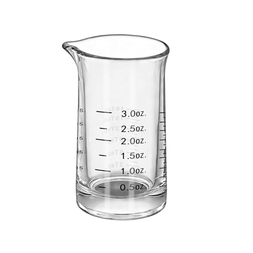 1Pc 3 Oz Glass Measuring Cup,Borosilicate Shot Glass with V-Shaped Spout-Black Red Line 90ml Precision Measuring Cup for Kitchen & Bar (1, Black) - color: Black