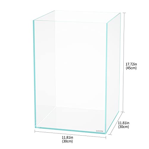 Tall Tank, Rimless Low Iron Tank 10GAL 11.8" L × 11.8" W × 17.7" H (30X30X45) cm Small Aquascape Fish Tank, Vertical Aquascape Tank, Black Leveling Mat Included