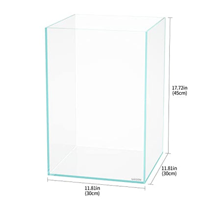 Tall Tank, Rimless Low Iron Tank 10GAL 11.8" L × 11.8" W × 17.7" H (30X30X45) cm Small Aquascape Fish Tank, Vertical Aquascape Tank, Black Leveling Mat Included