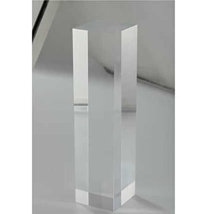 CiaoHER 2in Thickness Solid Acrylic Cube Display Block 2"x2"x8" | Clear Polished, Pedestal Stand Riser, Solid Base, 1 Pack