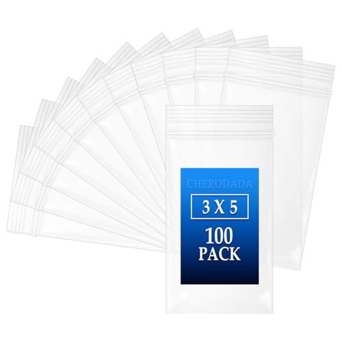 Small Plastic Zip Bags, 3x5 inch (100 pcs) 2 Mil, Clear Resealable Poly Bag for Jewelry, Gift, Candy, Pill, Snack, Storage, coin, Business Baggies - color: 100, size: 3'' x 5'' 2 mil