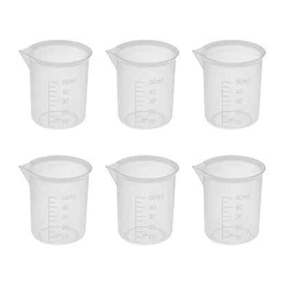 Othmro Measuring Cups 50ml PP Plastic Graduated Beaker Transparent for Lab Kitchen Liquids 6pcs - color: 50ml 6Pcs