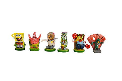 Penn-Plax Officially Licensed Spongebob 6 Piece Mini Aquarium Ornament Set – Great for Saltwater and Freshwater Tanks - size: Mini