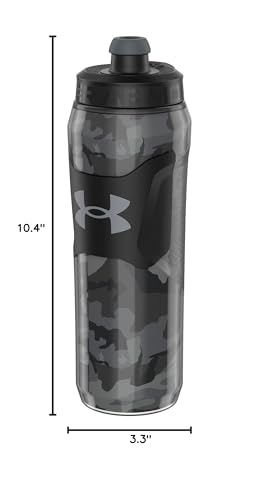 Under Armour 28oz Playmaker Squeeze Insulated 2 - Sports Water Jug, Leak Resistant for Baseball, Football & More, Black Steel Camo - color: Black Steel Camo