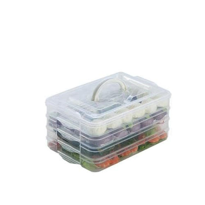 TIAN CHEN Food Refrigerator Storage Containers with 2 Lids, 4 Layer, Stackable Handheld Carrier for Snack, Cookie, Meat, Bacon, Charcuterie, BPA Free (Transparent 4 tier)