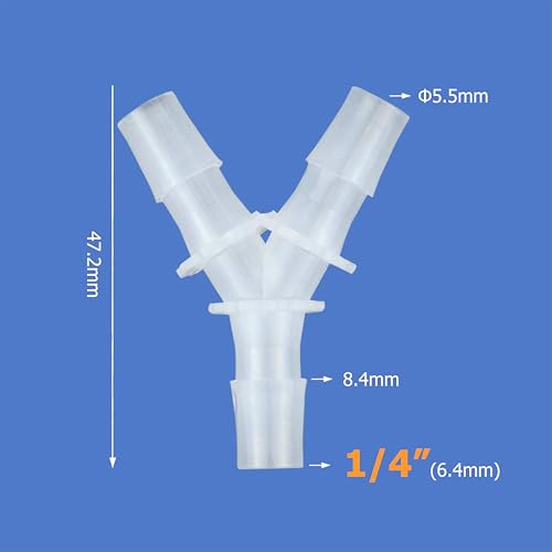 1/4" Hose Barb Fitting Equal Barbed Y Shaped 3 Way Plastic Joint Splicer Mender Adapter Union for Air Line Tubing Pipe (Pack of 4) - size: 0.25 Inch