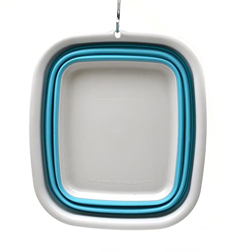 SAMMART 9.45L (2.5 Gallon) Collapsible Tub - Foldable Dish Tub - Portable Washing Basin - Space Saving Plastic Washtub (Bright Blue, M) - color: Bright Blue, size: Medium