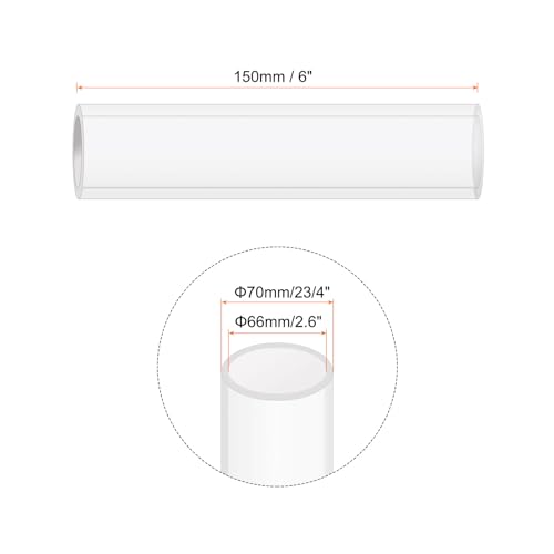 6" Clear Plastic Rigid Pipe 66mm ID x 70mm OD (2.6" ID x 2 3/4" OD) Acrylic Round Tubing, [for Plumbing, Hydraulics, Aquarium] - size: 2.6" x 2 3/4"
