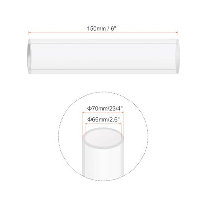 6" Clear Plastic Rigid Pipe 66mm ID x 70mm OD (2.6" ID x 2 3/4" OD) Acrylic Round Tubing, [for Plumbing, Hydraulics, Aquarium] - size: 2.6" x 2 3/4"