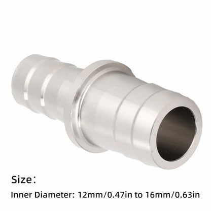 Silver Stainless Steel Aquarium Pipe Adapter Leak-Proof Joint Water Connector Fitting for Fish Tank Air Pump(12mm to 16mm) - size: 12mm to 16mm