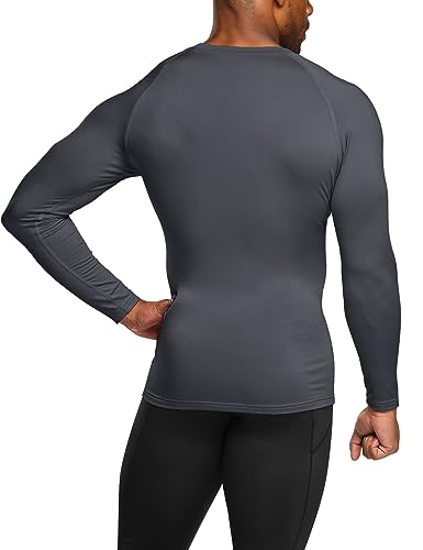 TSLA Men's Thermal Long Sleeve Compression Shirts, Athletic Base Layer Top, Winter Gear Running T-Shirt - color: 2pack Black/Charcoal, size: Small