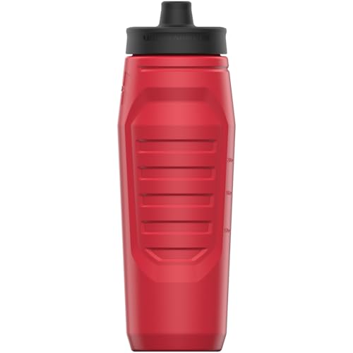 Under Armour Squeeze Water Bottles, 32 oz Water Bottles, Sideline Sports Water Bottle with Quick-Shot Lid, Quick & Easy Hydration, Gym Water Bottles, Squeeze Bottle, 1 32oz Bottle - color: Red