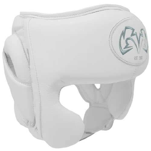 RIVAL Boxing RHG-Guerrero Headgear, Superior Visibility, Lacing Adjustment System, Handcrafted All-Leather Construction, Ergonomic Design - color: White, size: X-Large