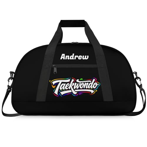 Custom Name Taekwondo Karate Duffle Bag for kids Boy Girls - Personalized Martial Arts Gear Bag - color: Taekwondo Colorful