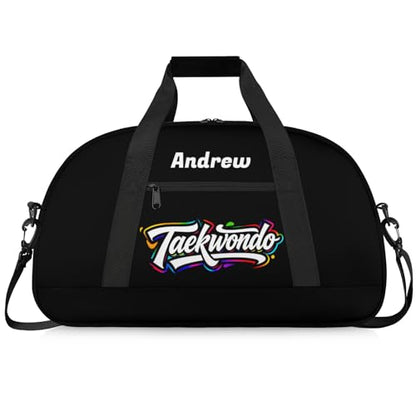 Custom Name Taekwondo Karate Duffle Bag for kids Boy Girls - Personalized Martial Arts Gear Bag - color: Taekwondo Colorful