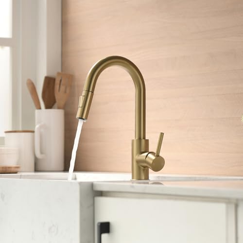 Modern Bar Sink Faucet for Kitchen Sink Single Handle with Pull Out Sprayer Hot and Cold Prep Sink Faucet Brushed Gold - color: 4 Brushed Gold