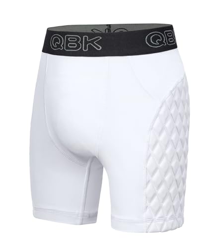 QBK 3T-9Y Toddler Sliding Shorts with Cup Boys Padded Compression Slider Shorts for Baseball & Football - color: White, size: 4T