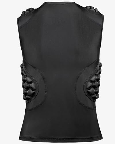 Youth Padded Compression Shirt Vest Rib Chest Protector Football Baseball - color: Black-white, size: Medium