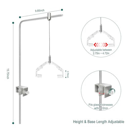 2 Pcs Aquarium Light Riser Stand for Rimless Fish Tanks - Adjustable Tank Light Holder Fits 5–24" LED/T5/Hybrid Fixtures, Saltwater & Freshwater Aquarium Light Hanging Kit