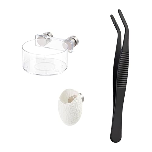 Jumping Spider Feeding Dish Set, Magnetic Water Bowl & Silk Cocoons with Magnets - Reptile Feeding Tongs and Complete Enclosure Accessories Kit