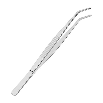 7.1 Inch Stainless Steel Tweezers, Curved Round Blunt Serrated Tip, Perfectly Aligned, 3/64 Inch Thickness Stainless Steel, Multipurpose Daily Garden Home Lab Craft Repairing Tool